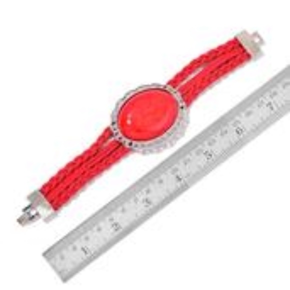 Genuine Red Howlite Braided Bracelet with Silver-tone Accents  (7.50 In) - Picture 5 of 5